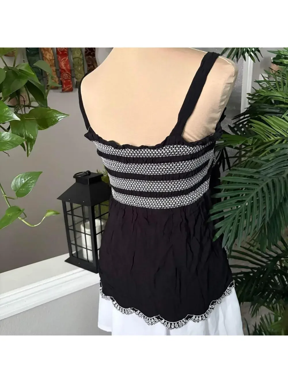 black & white babydoll top [set]
